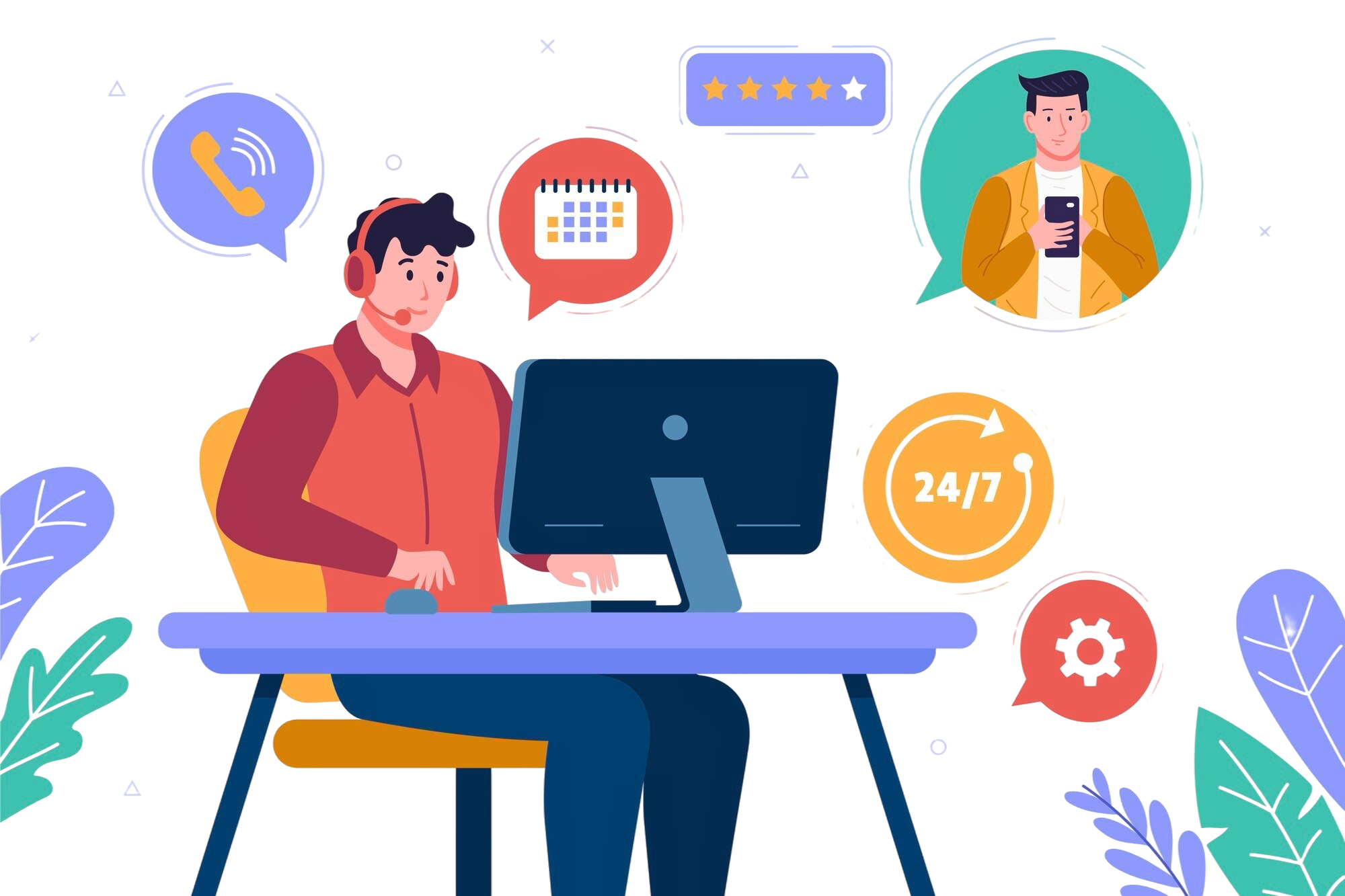 Home 12 Customer care person available 24/7