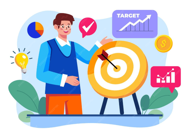 man showing purpose and target